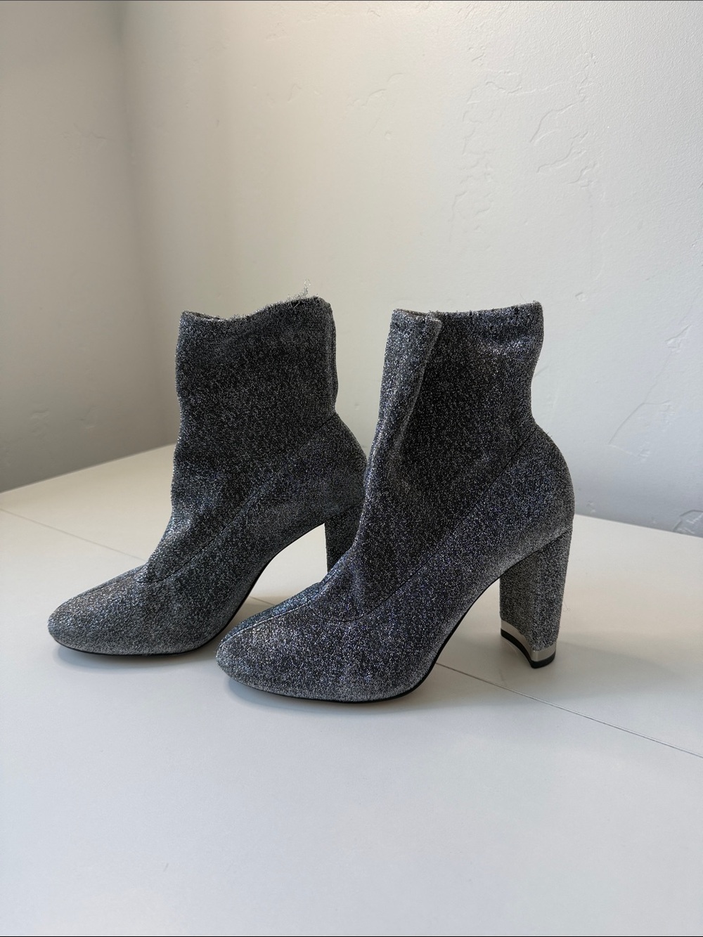 Michael Kors Sparkle Knit Ankle Boots - Silver
